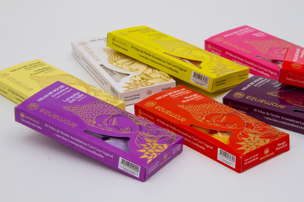 Velas de noche aromaticas con cera vegetal - Aromanza 