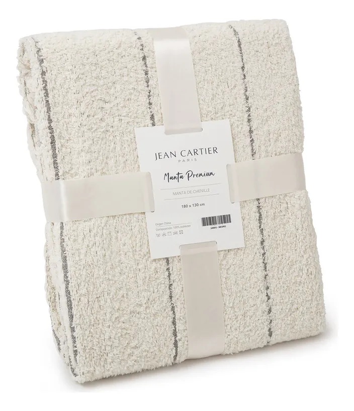 Manta de chenille jacquard a rayas 'Urbana' - Jean Cartier 