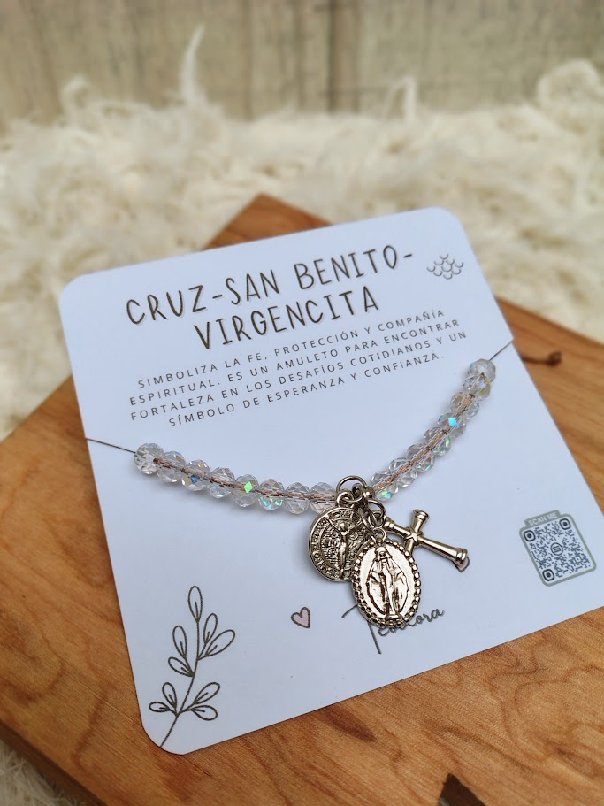 Pulsera de proteccion 'Cruz- San Benito- Virgencita' - Teodora