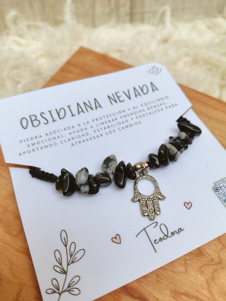 Pulsera de piedras energeticas 'Obsidiana nevada' - Teodora