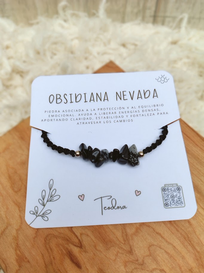 Pulsera de piedras energeticas 'Obsidiana nevada' - Teodora