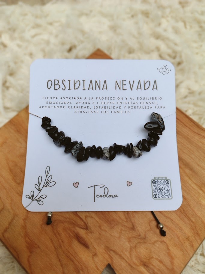 Pulsera de piedras energeticas 'Obsidiana nevada' - Teodora