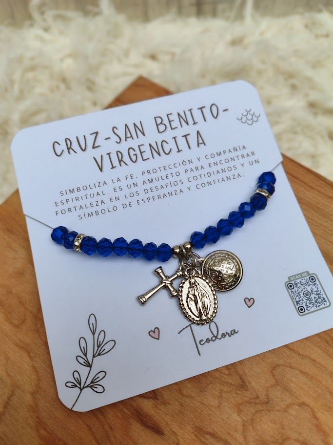 Pulsera de proteccion 'Cruz- San Benito- Virgencita' - Teodora