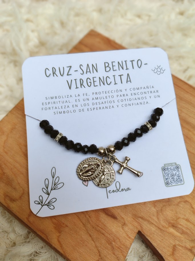 Pulsera de proteccion 'Cruz- San Benito- Virgencita' - Teodora