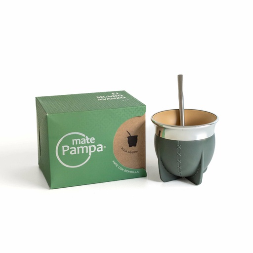 Mate pampa tradicional- boca abierta, con bombilla