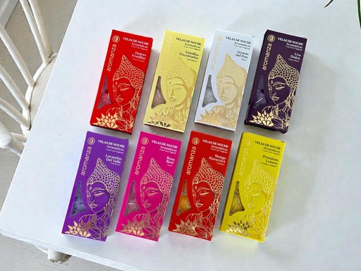 Velas de noche x10u aromaticas con cera vegetal - Aromanza 