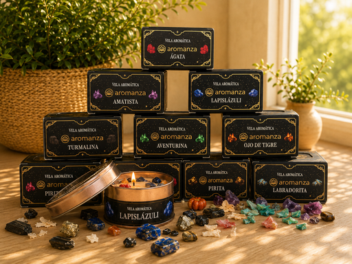 Velas organicas con cristales - Aromanza