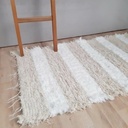 Alfombra de telar lineas gruesas blanco y beige - 60x120cm 