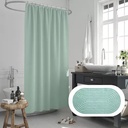 Set cortina de baño plástica con alfombra antideslizante PVC y ganchos - Jean Cartier