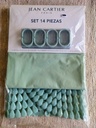 Set cortina de baño plástica con alfombra antideslizante PVC y ganchos - Jean Cartier
