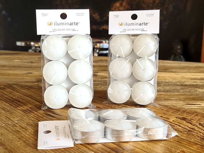 Velas de noche x 6 unidades blancas neutras - Iluminarte