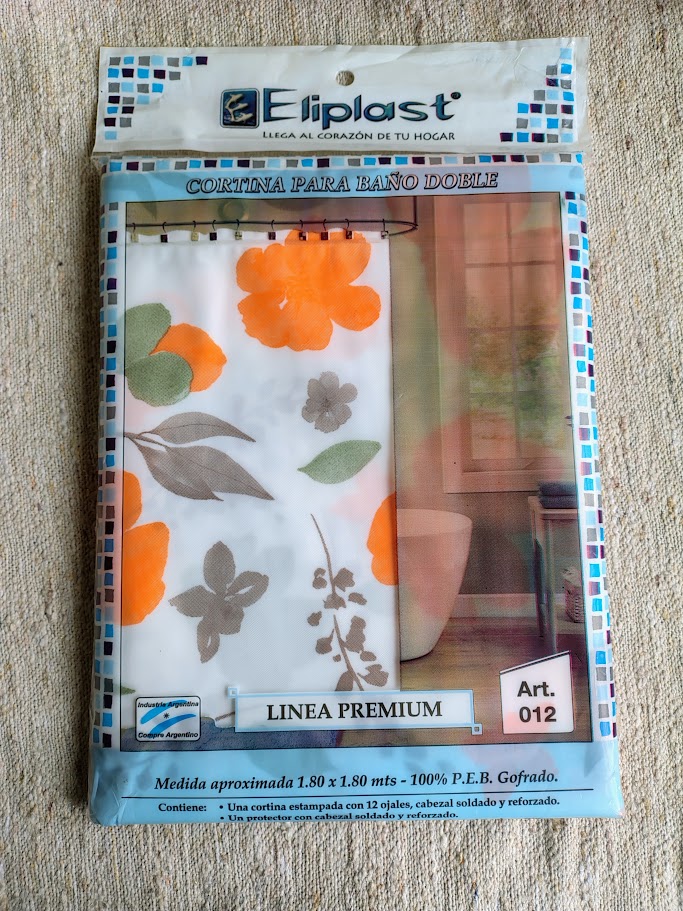 Cortinas de baño con protector y ganchos, linea premium - Eliplast