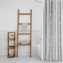 Set cortina de baño plástica con alfombra microfibra y ganchos - Jean Cartier