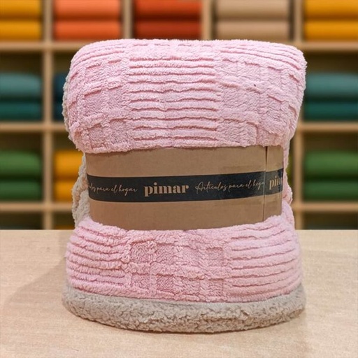 Frazada flannel labrado con corderito 2 1/2 plaza - Pimar 