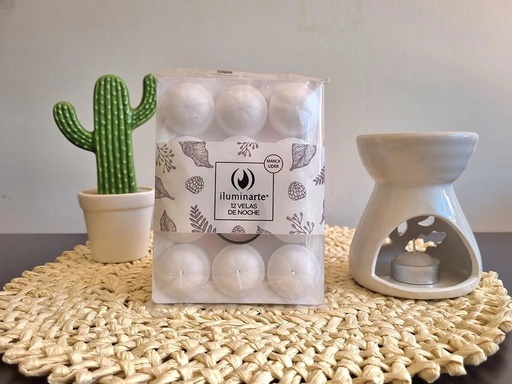 Velas de noche x 12 unidades blancas neutras - Iluminarte