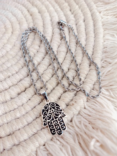 Collar Hamsa Black - Acero quirurgico 