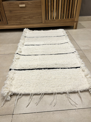 Alfombra de telar lineas finas negras - 60x120cm 